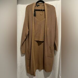 Frye Cami and Cardigan Sweater Set Tan